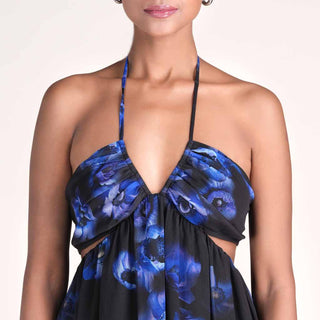 AZURE DRESS IN MIDNIGHT BLOOM PRINT